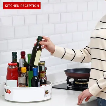 

NewKitchen Seasoning Bottles Jars Boxes Plastic Spice Lid Can Corner Frame Rotating Condiment Storage Rack Kitchen Storage Tray