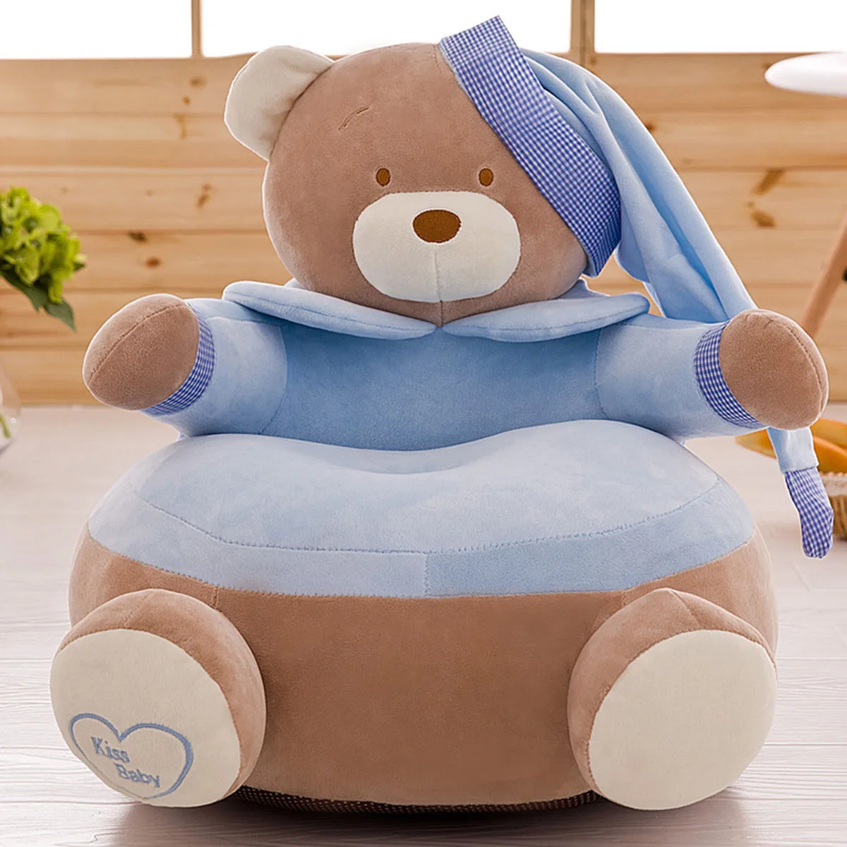 

Infant Baby Seats Skin Soft Sofa Plush Kids Bean Bag Chair Comfort Plush Cartoon Bear Chairs Washable Only Cover No Filling