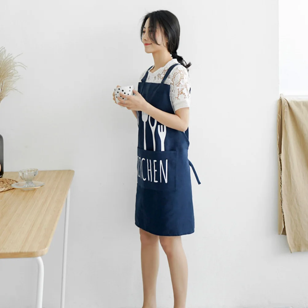 Sleeveless Overall Spoon Letter Printed Home Kitchen Cooking Baking Apron