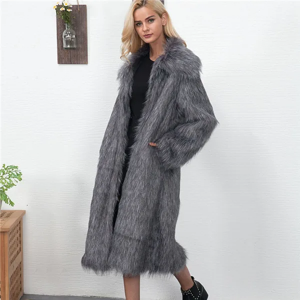 Color 3 Женская осенне-зимняя длинная куртка из искусственного меха, большие размеры, Длинная тонкая теплая куртка с мехом, трендовая теплая верхняя одежда, пальто с мехом - Цвет: Color 3
