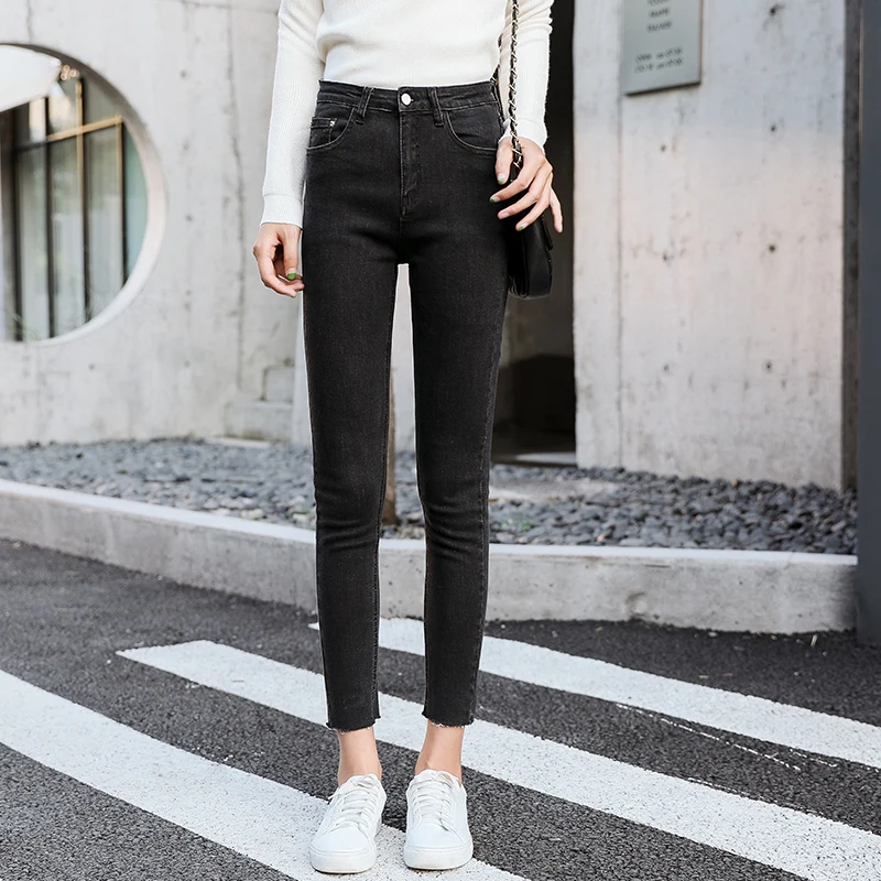 GUUZYUVIZ Pencil Jeans Woman High Waist Denim Pants Ladies Autumn Winter Jean Femme Vintage Casual Plus Size Jeans