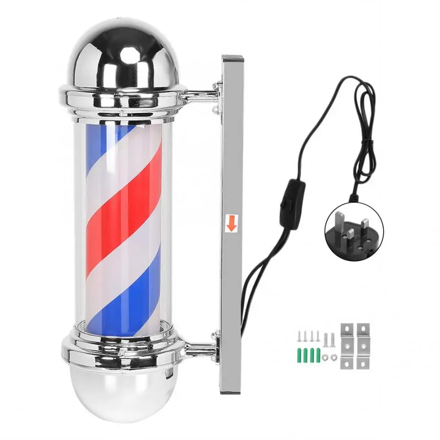 50CM UK Plug Фены диффузор 71 см/28,0 дюймов Парикмахерская Полюс красный белый синий вращающийся светильник полоса знак волос лампа для салона Парикмахерская - Цвет: 50CM UK Plug