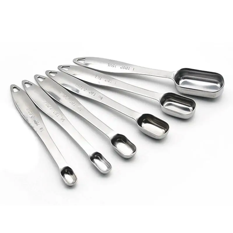 Stainless Steel Measuring Spoons, Ergonomic Set of 6 for Dry and Liquid Ingredients