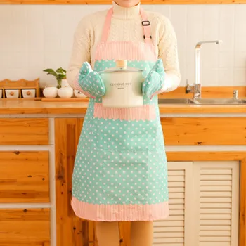 

Modern Simple Kitchen Household Sleeveless Waterproof Antifouling Apron Microwave Gloves Three-piece Set