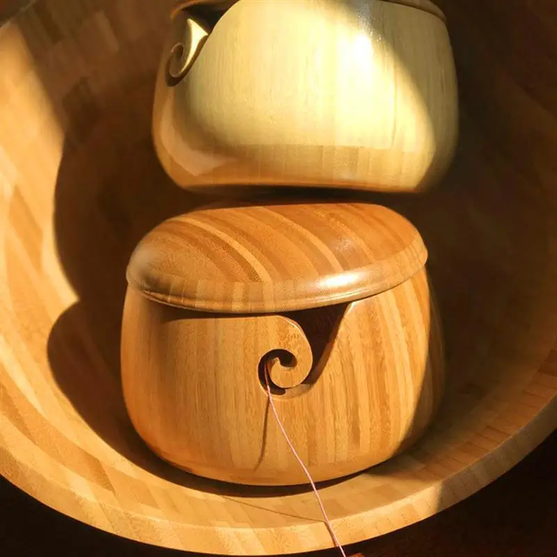 Storage Bowl Crochet Holder Handmade Yarn Wooden Bowl Crochet Storage Bowls Knitting Needle Storage Holder Knitting Accessories