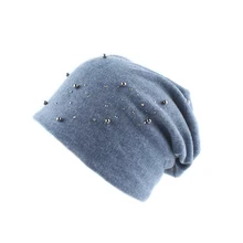 Модные женские шапочки со стразами и жемчугом мягкая шапка женская осенне-зимняя мягкая хлопковая шапочка Прямая поставка