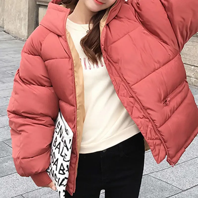 Jocoo Jolee женские свободные парки с капюшоном корейские однотонные теплые куртки пальто с хлопковой подкладкой Большие размеры Верхняя одежда Мода - Цвет: as photo