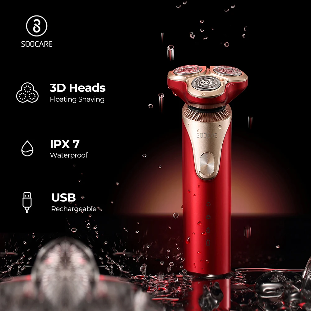 Baratos Nueva llegada SOOCAS S3 Afeitadora eléctrica para hombres 3 Cutter cabeza seca afeitado inalámbrico USB recargable impermeable de afeitar