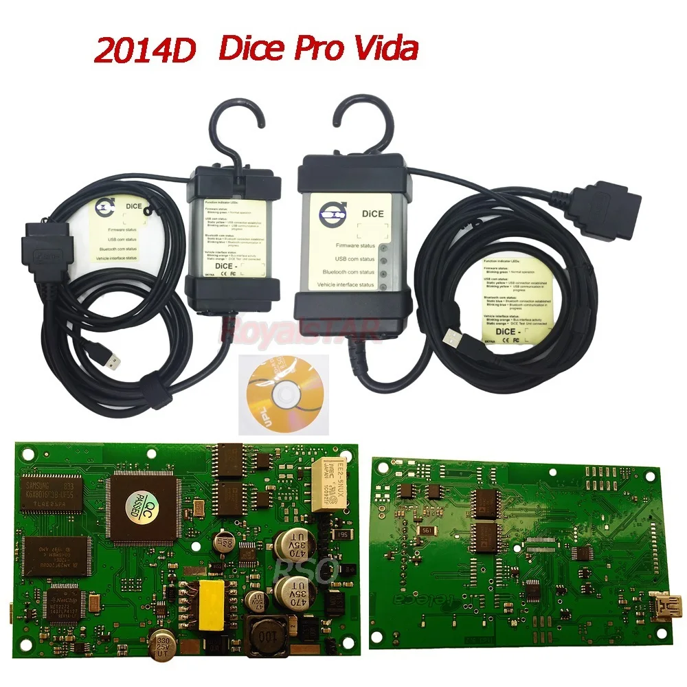 Для Vo-lvo Vida Dice 2014D 2015A полный чип добавить автомобили в OBD2 автоматический диагностический инструмент Dice Pro Vida Dice зеленая доска 2014D