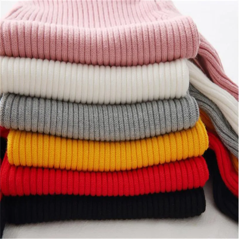 Вязаные свитера для маленьких девочек; зимний свитер с высоким воротником; осенняя одежда для мальчиков; пуловер; вязаная детская одежда