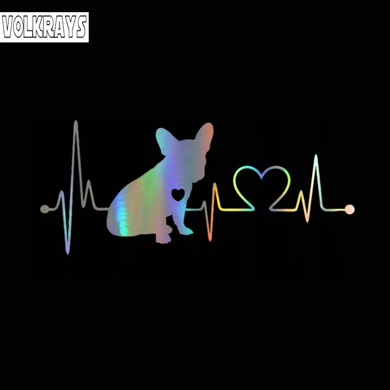 Volkrays Funny Car Stickers French Bulldog Heartbeat Sticker Waterproof Sunscreen Decals Vinyl Decor Styling 15cm*5cm | Автомобили и