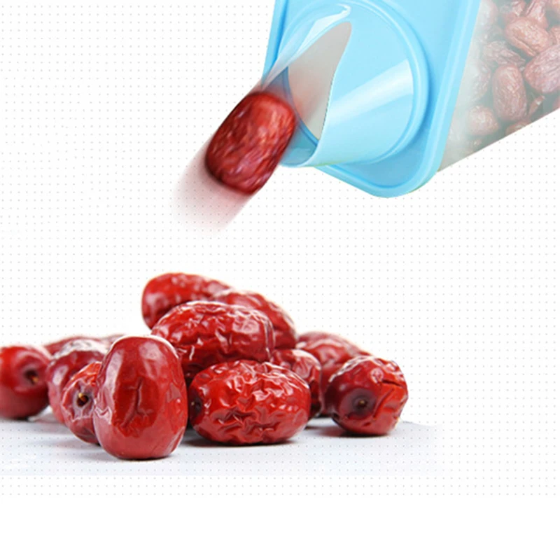 3L Kitchen Plastic Dry Grains Storage Tank Transparent Plastic Seal Up Square Coarse Cereals Storage Tank Kitchen Tool