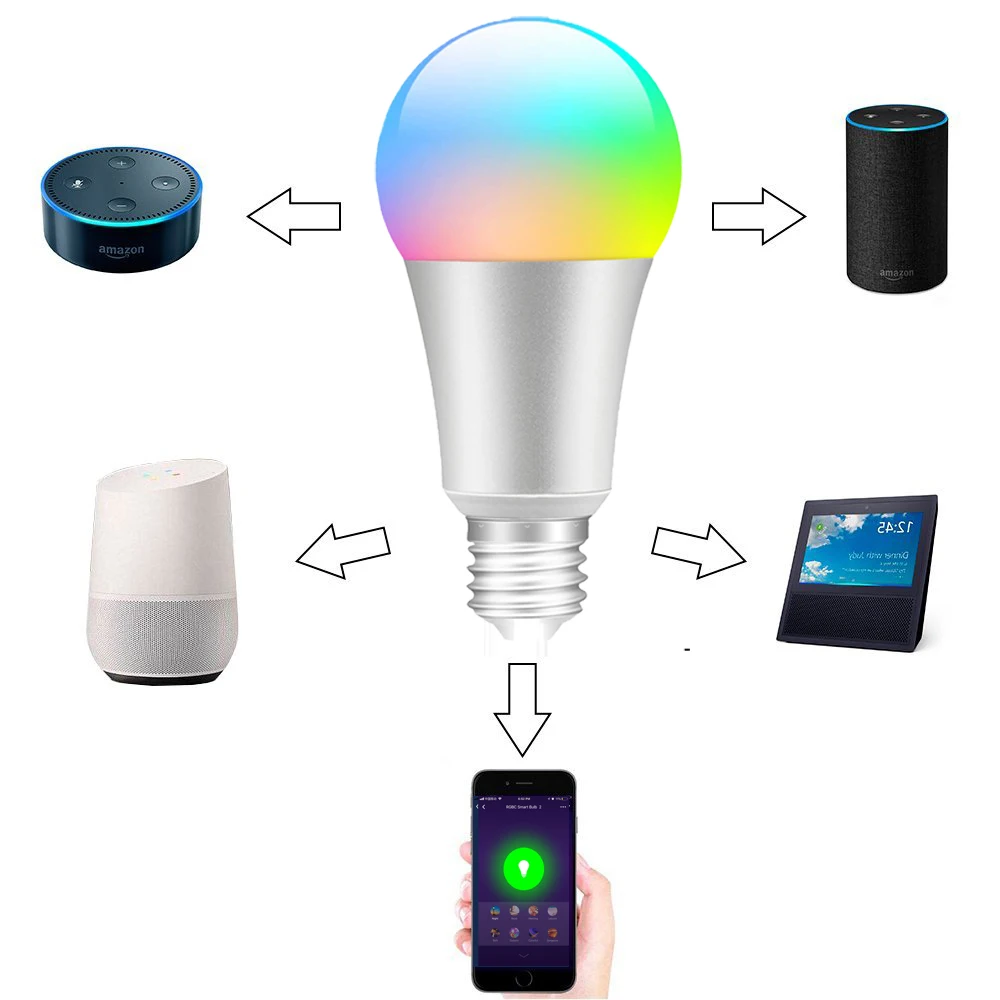 Умный светильник лампа дистанционного Управление светодиодный смарт-лампочка WiFi светодиодный светильник регулировки подключения для Amazon Alexa Google Home E27 E26 B22
