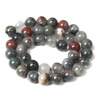 

Gray Red smooth round Natural African Bloodstone stone Beads Accessories loose gem stone beads For Jewelry Making women men diy