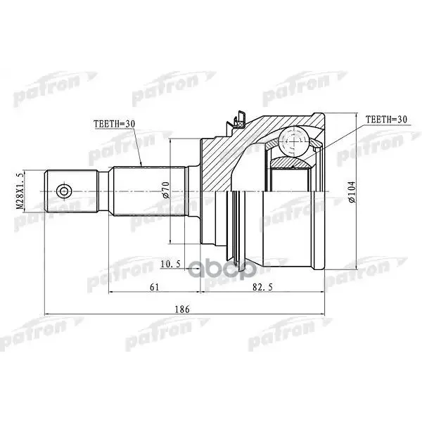 Шрус Наружный 30x70x30 Toyota Land Cruiser Prado 120 02-09 PATRON арт. PCV1079