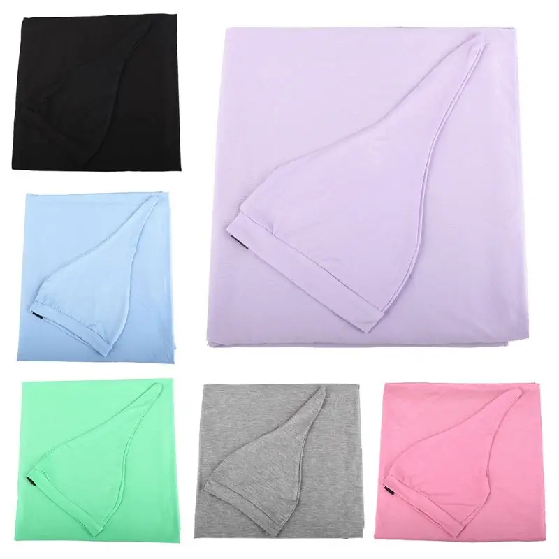 

2Pcs Baby Muslin Blanket + Hat Set Solid Swaddle Wrap Headbands Photography Prop