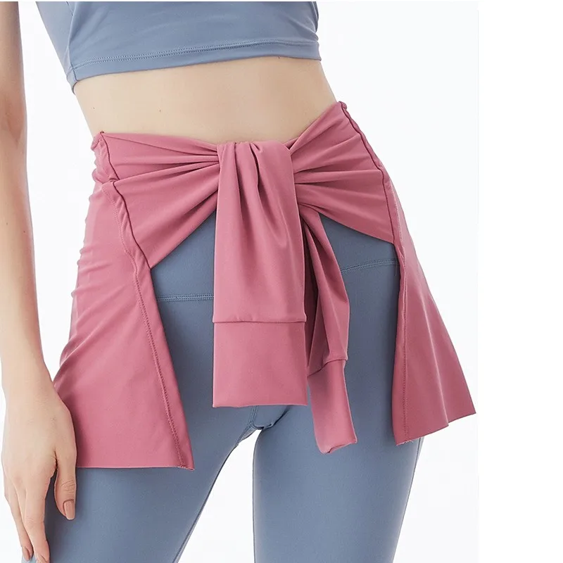 

New Sports Hip Cover Skirt Yoga Shawl Women Knotted Running Yoga Dancing Fitness Anti-Embarrassing Cover Hips Half-Length Apron