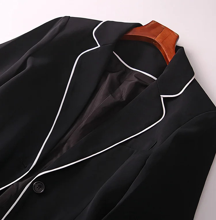 Versitile модные~ осень Стиль Slim Fit для похудения пижамы-Стиль контраст Цвет кромка, комплект состоит из ленты для волос, пальто с длинными рукавами и принтом топы Для женщин