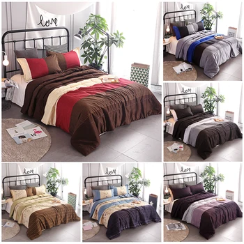 

3Pcs Striped Queen Comforter Sets Ethnic Retro Air Conditioner Quilt Set Floral Printed Luxury Coverlet with Pillowcase