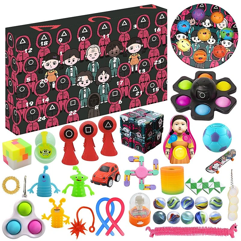 Fidget Toys Squid Game Advent Calendar Pack Anti Stress Toys Kit Stress