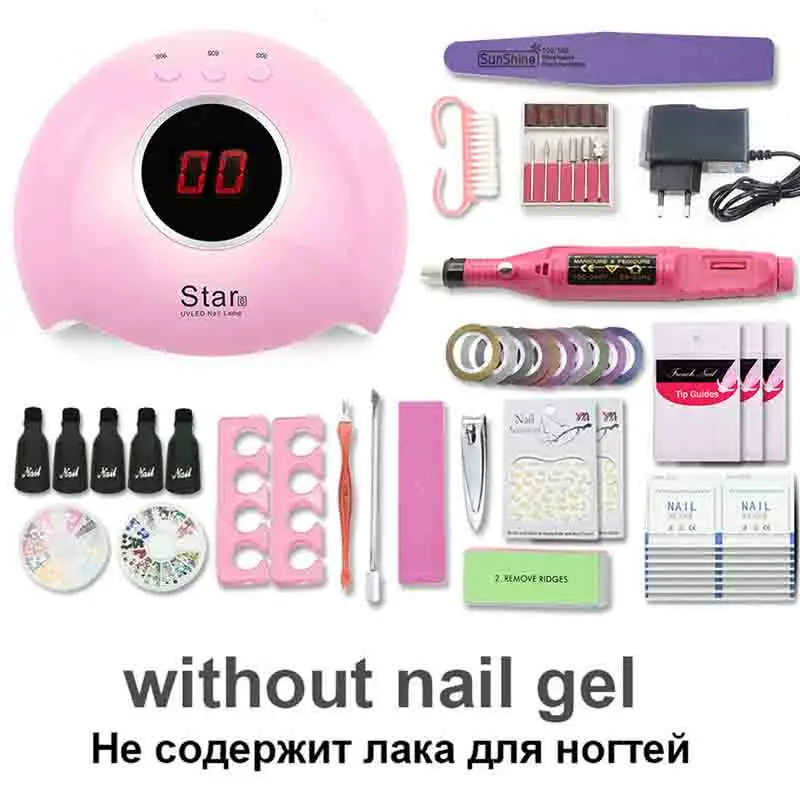 Маникюрный набор с лампа для ногтей 80/54/36 Вт для ногтей набор 10 цветов УФ комплект гель-лаков для ногтей, набор инструментов для ногтей искусство Наборы для маникюра пилочки для ногтей - Цвет: 36W Star 6 SET2