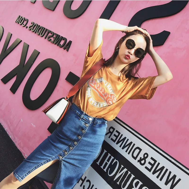 Лето 2019 Женская юбка футляр средней длины с завышенной талией и