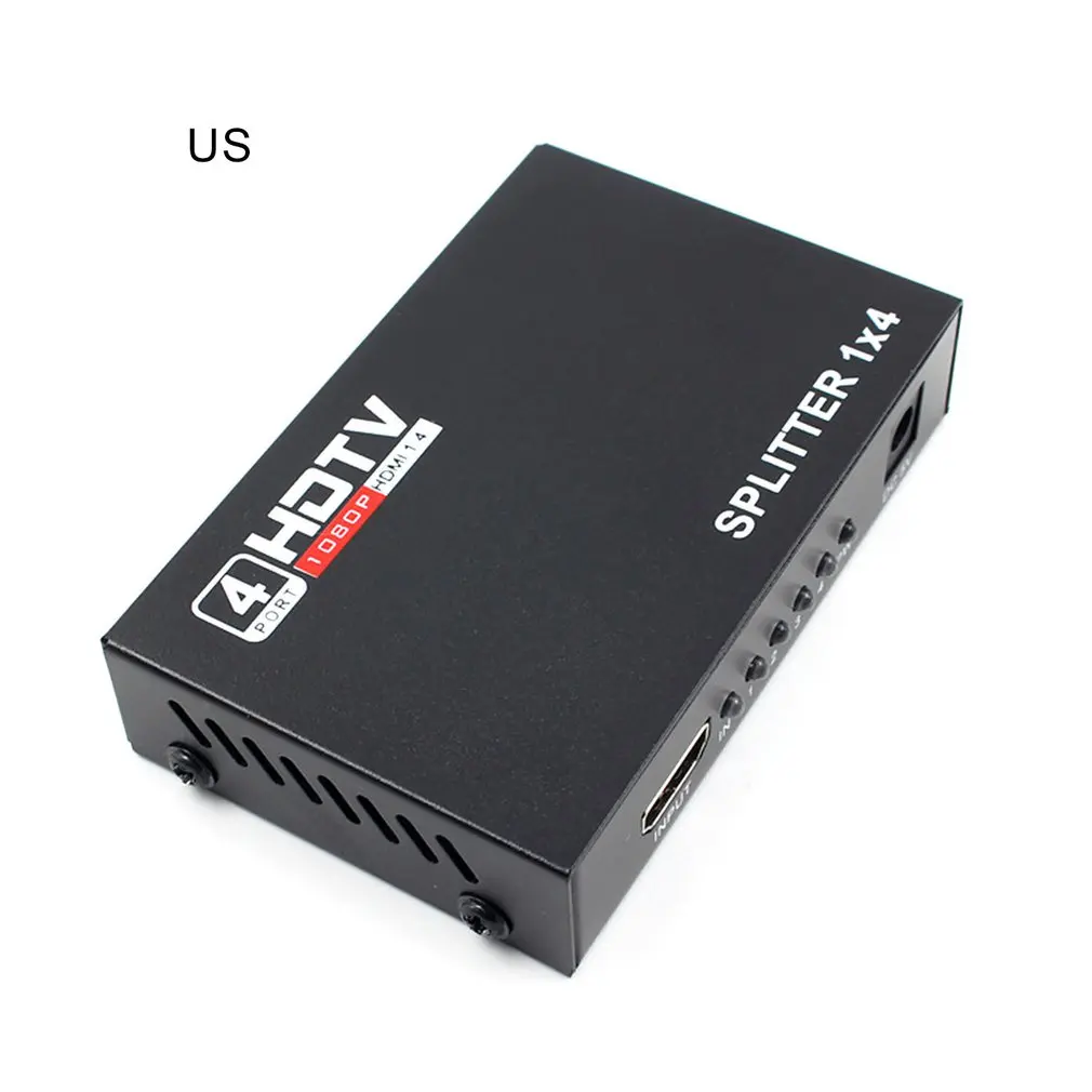 US plug 1X4 HDMI переключатель 1 в 4 переключатель 4 к x 2 к Переходник HDMI разветвитель для HDTV DVD видео проектор разветвитель - Цвет: US plug