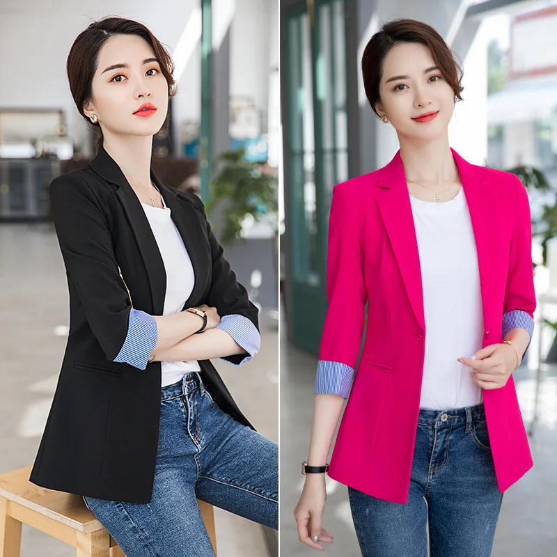 

Suit Jacket Women's 2019 Spring Clothing New Style Korean-style Waist Hugging Elegant Professional Black Cropped Trousers bao xi