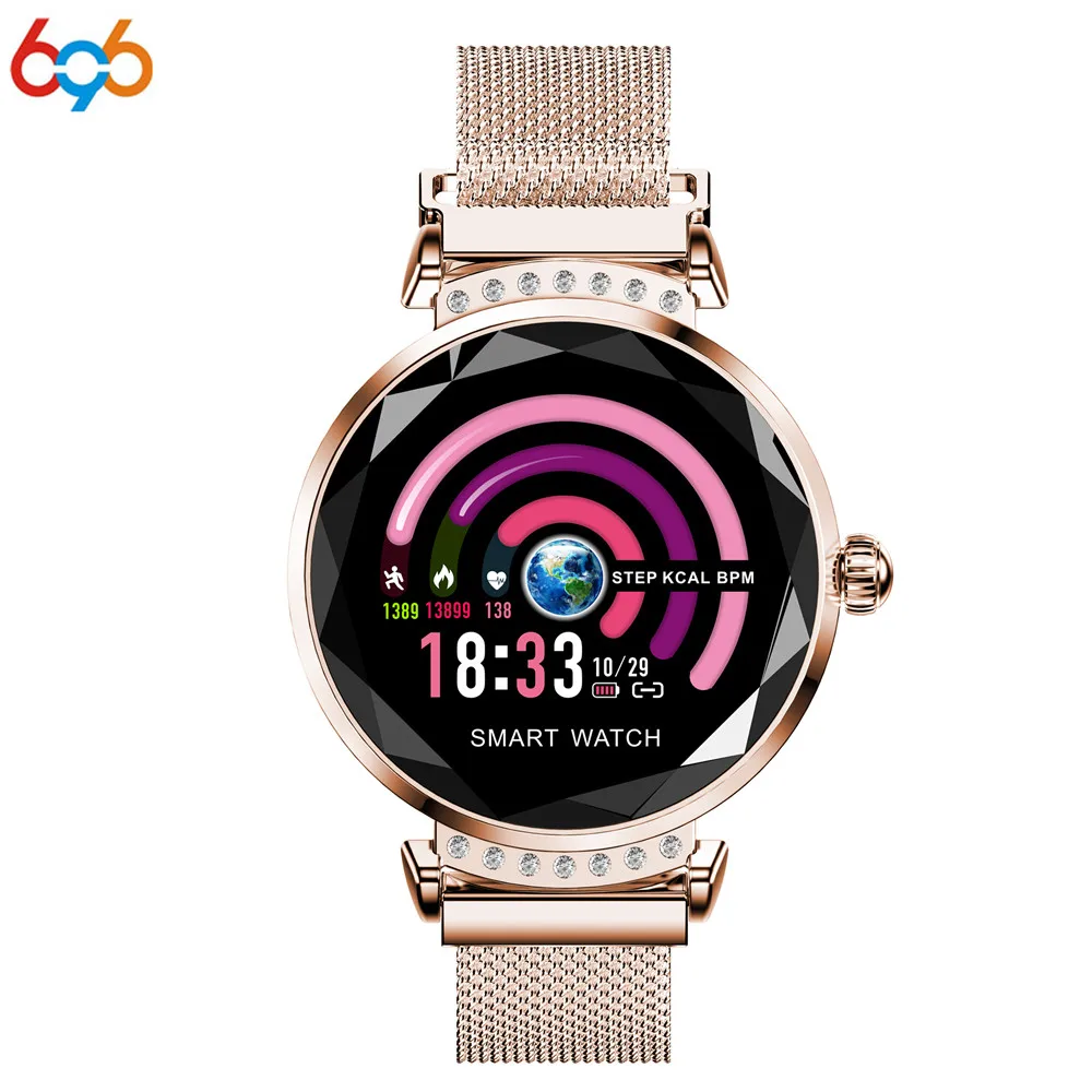 

696 New women Smart bracelet heart rate monitoring IP67 waterproof female physiological reminder colorful UI magnetic Wristband