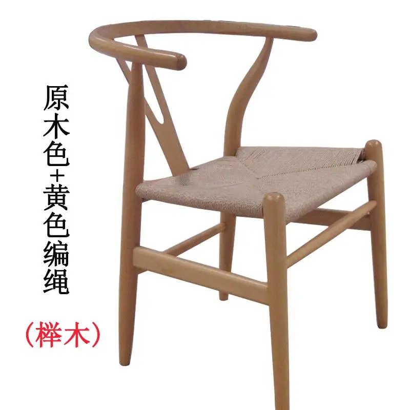 Нордический обеденный стул современный простой домашний стол и стул китайское кресло цельное деревянное кресло спинка стул белый воск дерево Y cha - Цвет: style 1