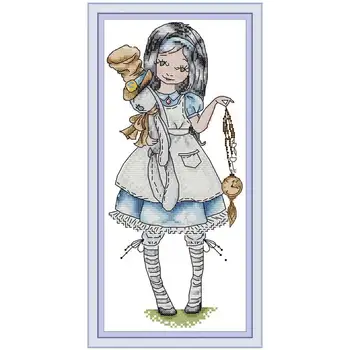 

Alice cartoon painting counted printed on the canvas 11CT 14CT DIY kit Cross Stitch embroidery needlework Sets home decor