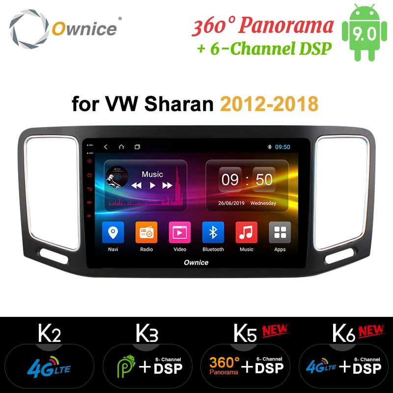 Ownice k3 k5 k6 2 DIN Car DVD GPS Radio For Volkswagen VW Sharan 2012 - 2018 Navigation 360 Panorama DSP SPDIF 4G SIM DAB+ DVR | Автомобили