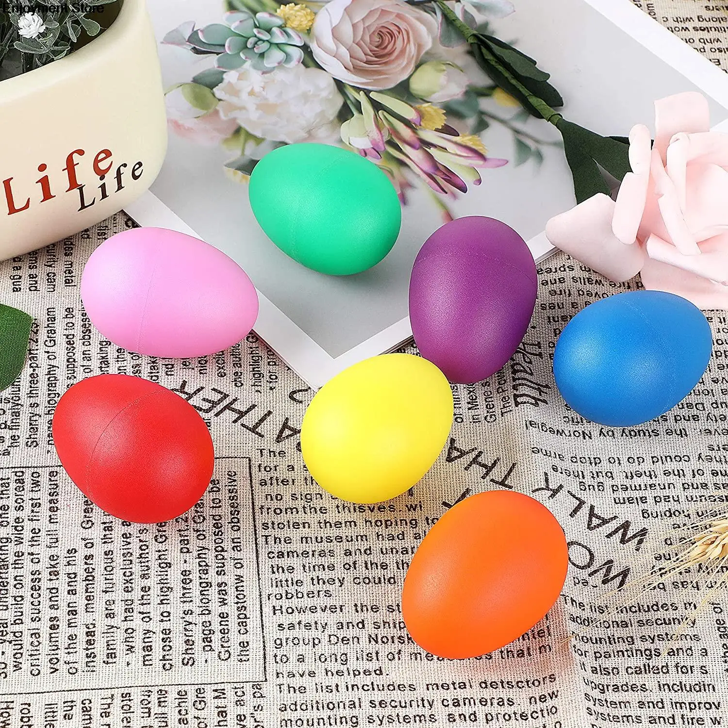 20pcs Plastic Percussion Maracas Shaker Colorful Musical Sound Egg Musical Instrument Baby Toddler Childre Toy