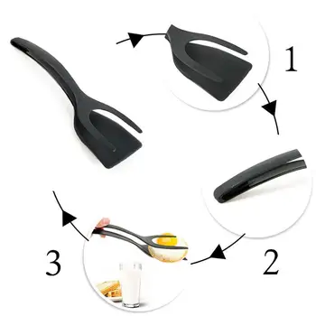 

1PC Non-Stick Fried Egg Turners Silicone Cooking Turner Bread Tongs Cooking Tools Kitchen Multifunctional Utensils LPF7798 O7K5