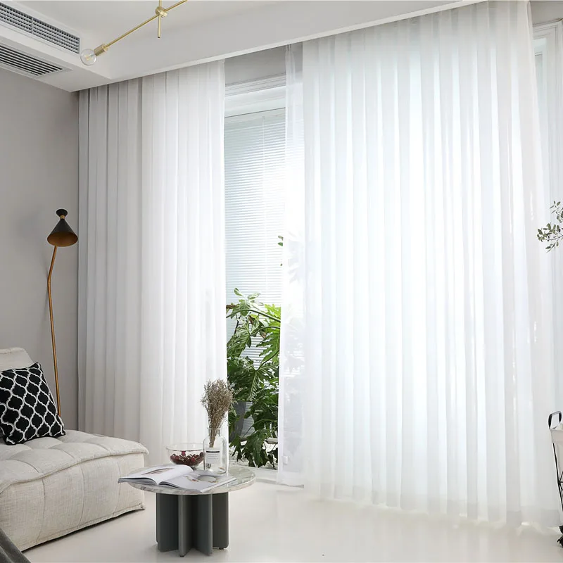 

White Curtains For Bedroom Voile Sheer Curtains For Living Room Tulle For Windows Transparent / Translucent Drapes Fabric Modern