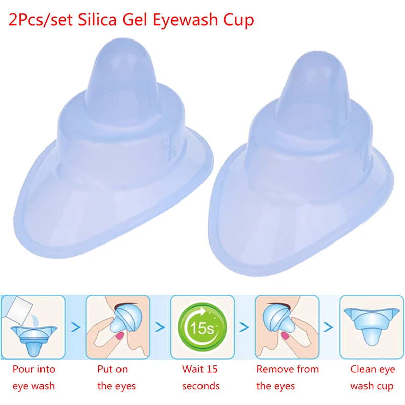 2Pcs/lot Eye Care Soft Silicone Reusable Eye Wash Cup Eyewash Container Washing Cup