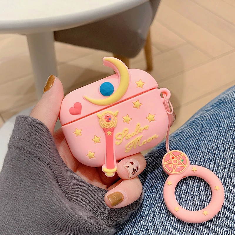 Роскошный чехол с милым мультяшным 3D Bluetooth для наушников для Airpods Pro 3, силиконовый защитный чехол, розовый Сейлор Мун