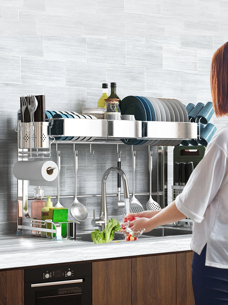 

304 stainless steel sink dish rack kitchen rack floor drain rack