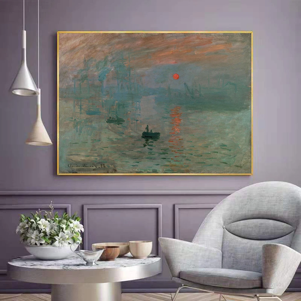 Impression Sunrise By Claude Monet Famous Painting Printing Canvas Paintings Poster E Stampe Immagini A Parete Living Room Decor