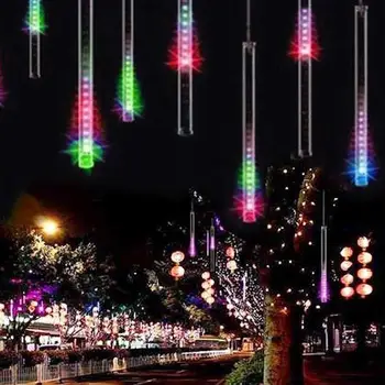 

Outdoor 8 Lamps LED Meteor Shower Rain Tubes String Lights Christmas Tree Icicle Lighting Wedding Landscape Festival Decor