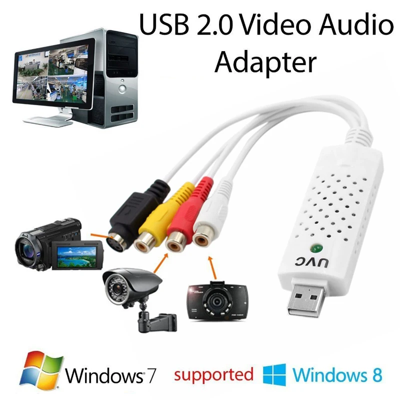 Портативный USB 2 0 Easycap Аудио видео захвата карты адаптер VHS для DVD поддержка