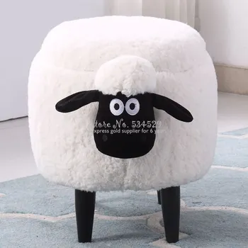 

30%N Solid wood creative sheep storage stool makeup stool living room change shoe bench dressing table stool storage sofa stool