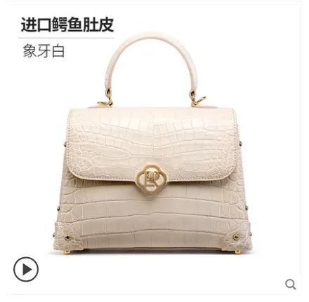 Ouluoer тайский импортный крокодиловый живот через одно плечо Маленькая квадратная сумка легкая Роскошная стильная женская сумка - Цвет: white 25cm