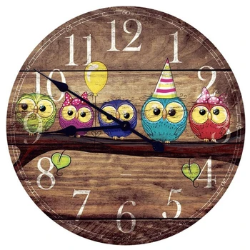 

The Frogner Status wall clock Kids Owls 510-18-34, 51 cm, owls on a branch