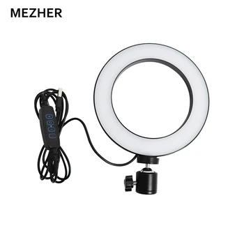 

Mezher Dimmable LED Studio light Camera Ring Lamp Photo Mobile Phone Video Lamp with Tripod Self-timer Rod Ring Charging Lamp