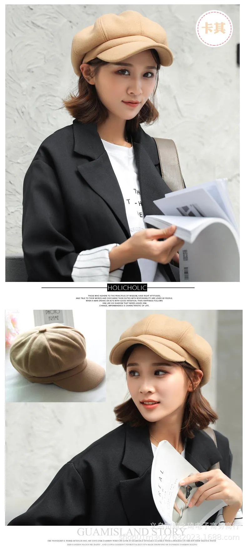 Fashion Autumn Winter Casual Cotton Girls Newsboy Hat Octagonal hat Girls Artist Painter Hat Beret Caps