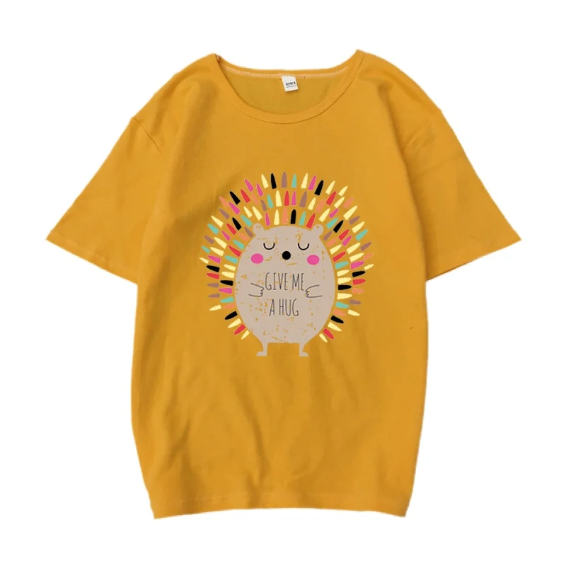 

Femme Harajuku Style Tee Tops Summer Women Cartoon Hedgehog Print T-Shirt Women Short Sleeves O-Neck T-shirt