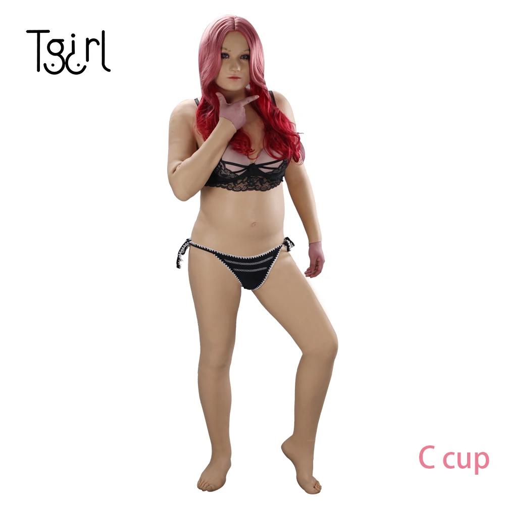 Женское Силиконовое боди Tgirl с головным убором молнией сзади костюм для