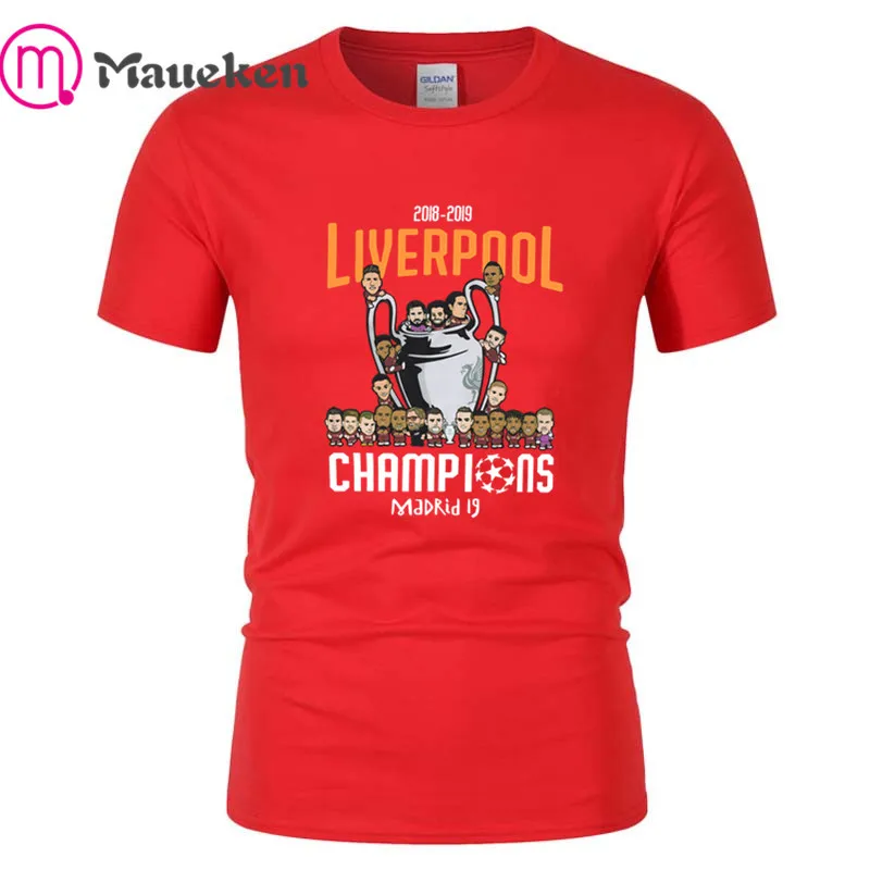 12 Ливерпуль мультфильм чемпионы Мадрид Мужская 6th mo salah klopp грива Футболка короткий рукав хлопок футболки для поклонников подарок - Цвет: 12