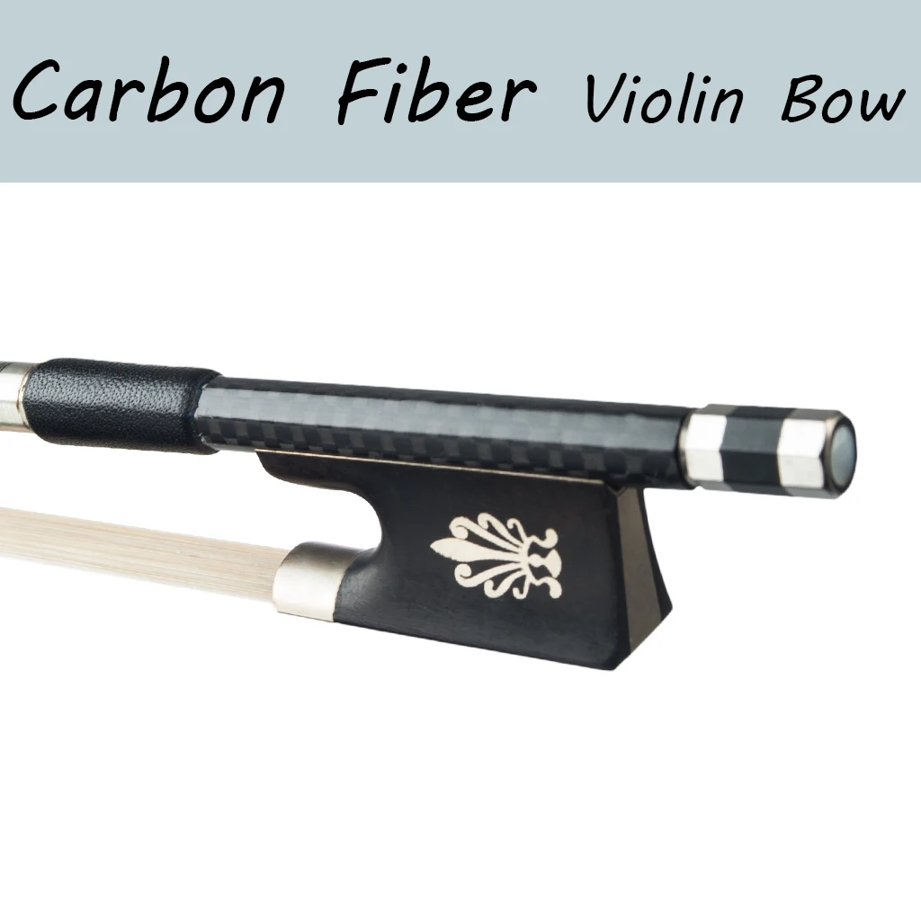 

4/4 Carbon Fiber Violin Bow Grid Carbon Fiber Round Stick Silver Wire And Black Line Winding Well Balance